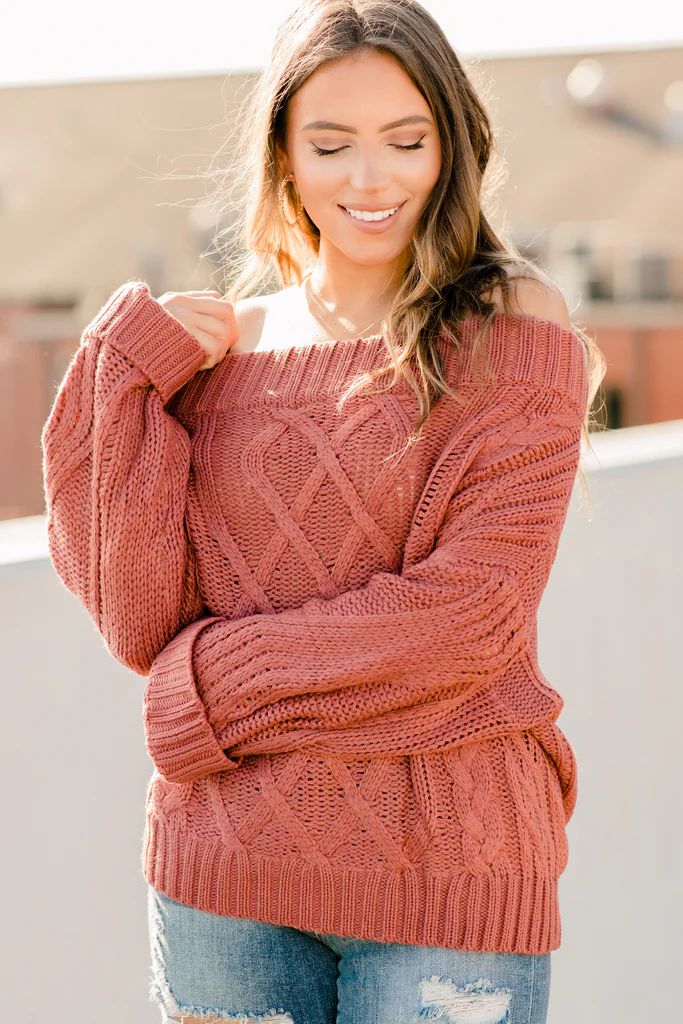 Sense Of Self red Bean Cabel Knit Sweater | The Mint Julep Boutique