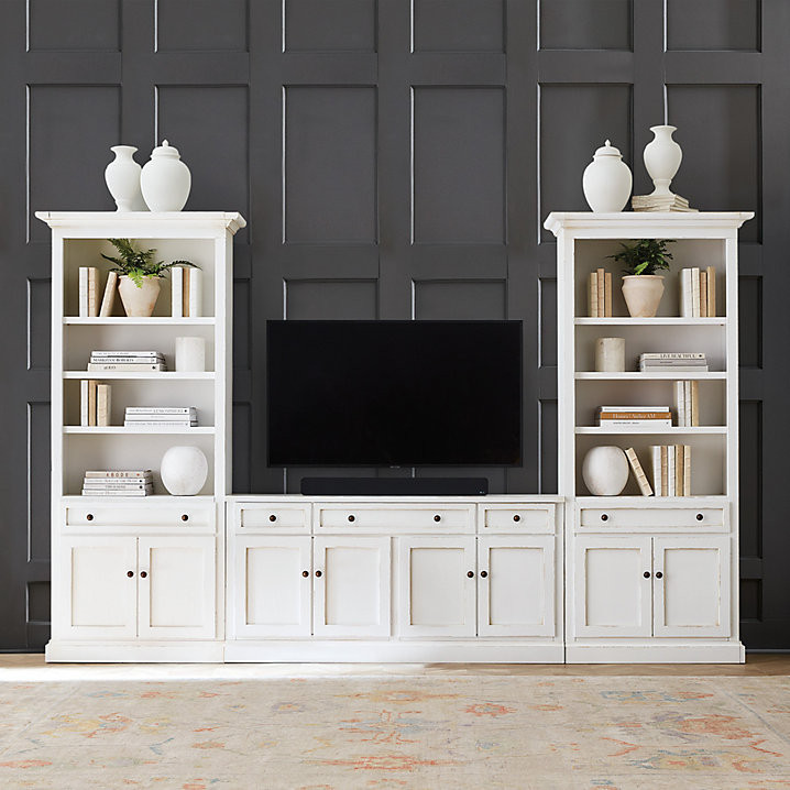 Casa Florentina Josephina 3 Piece Media Console & Bookcases with Adjustable Shelves & Cable Manag... | Ballard Designs, Inc.