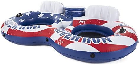Intex 56855VM River Run Inflatable American Flag 2 Person Water Lounge Pool Tube Float with Coole... | Amazon (US)
