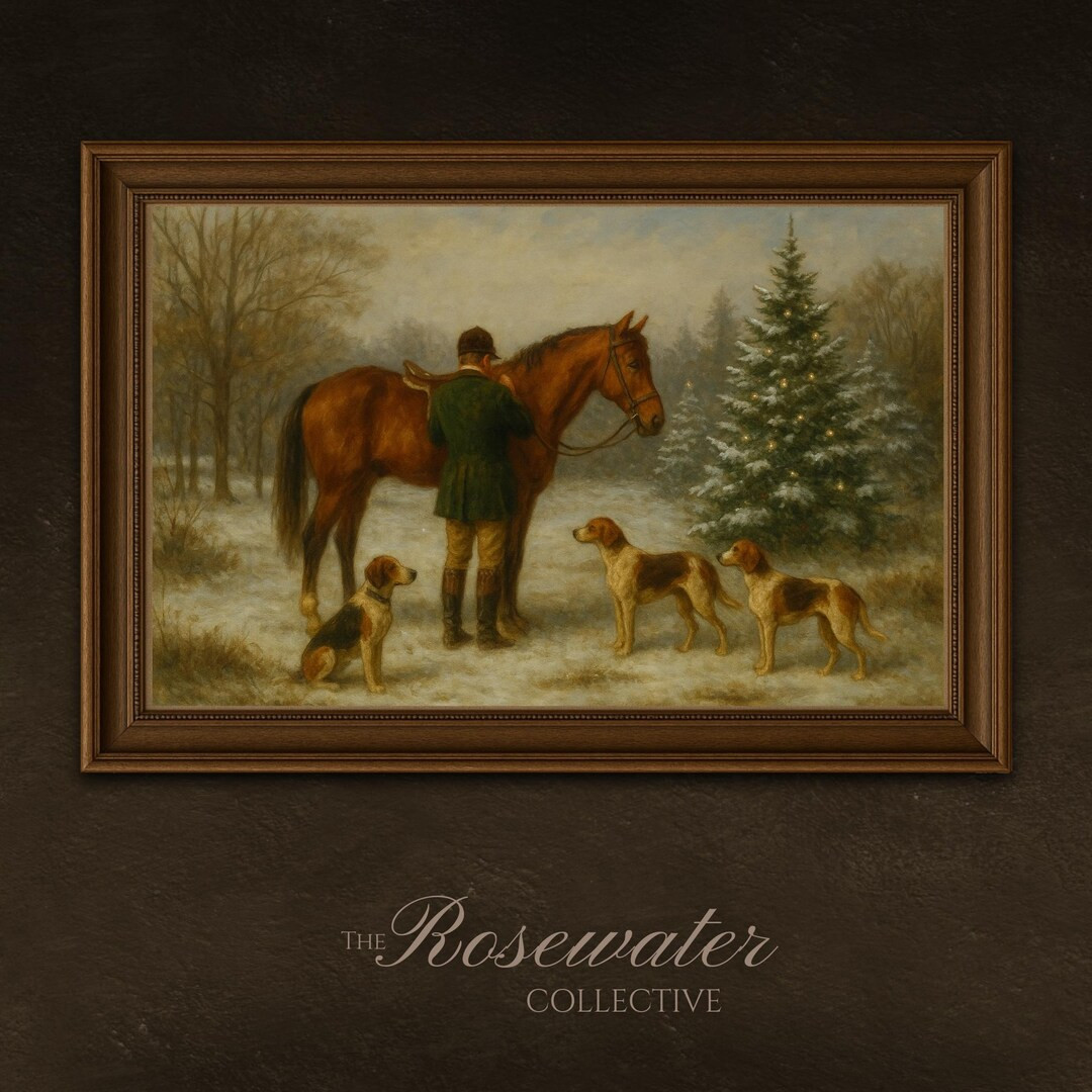 Equestrian  Christmas Art: Ralph Lauren Inspired, Moody, Vintage, Classic, Heritage Art (Digital ... | Etsy (US)