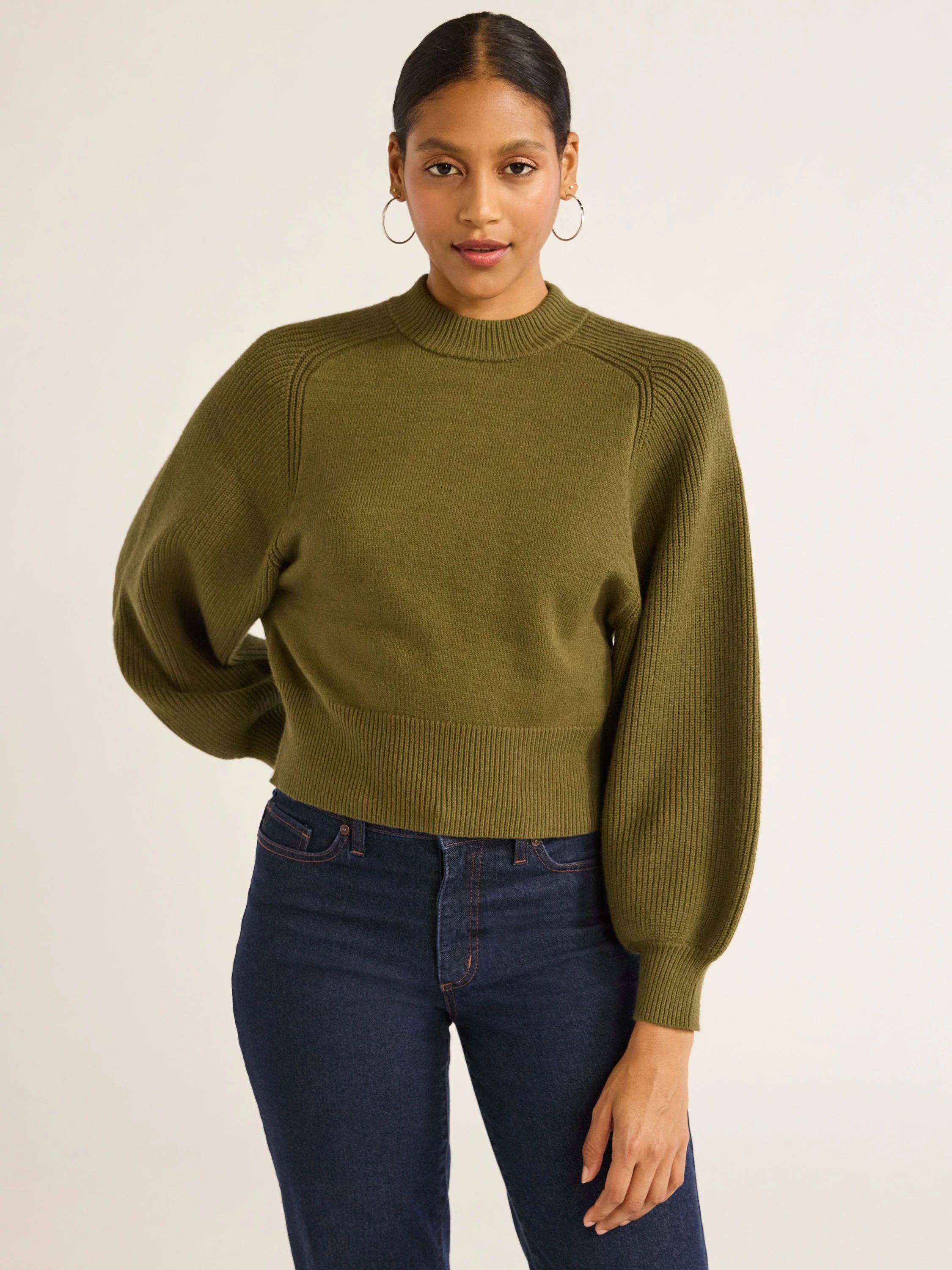 Scoop Women's Saddle Shoulder Sweater, Midweight, Sizes XS-XXL | Walmart (US)