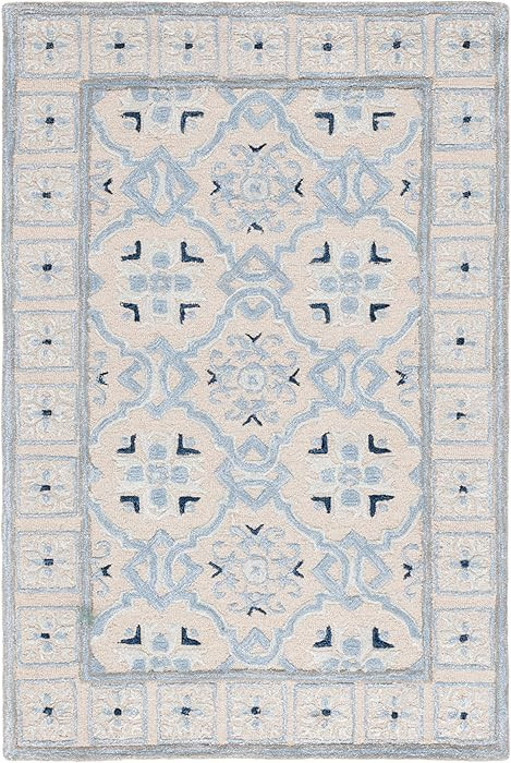 SAFAVIEH Bella Collection 4' x 6' Ivory/Blue BEL155A Handmade Premium Wool & Viscose Area Rug | Amazon (US)