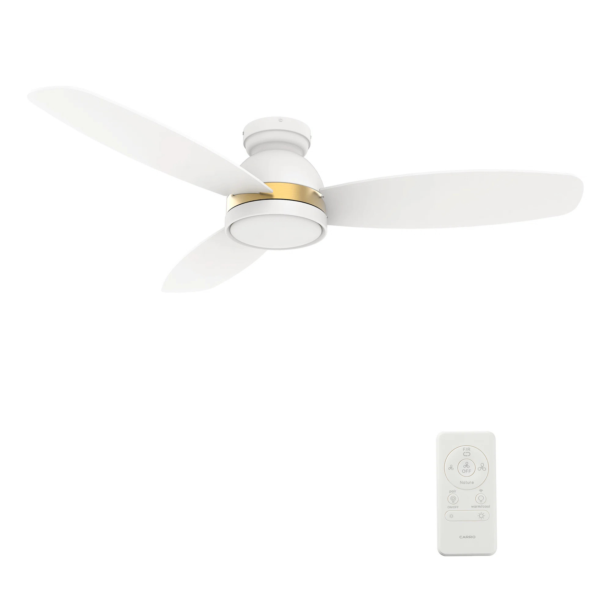 Smart Flush Mount Ceiling Fan with Light, Remote Control, DC Motor | Wayfair North America