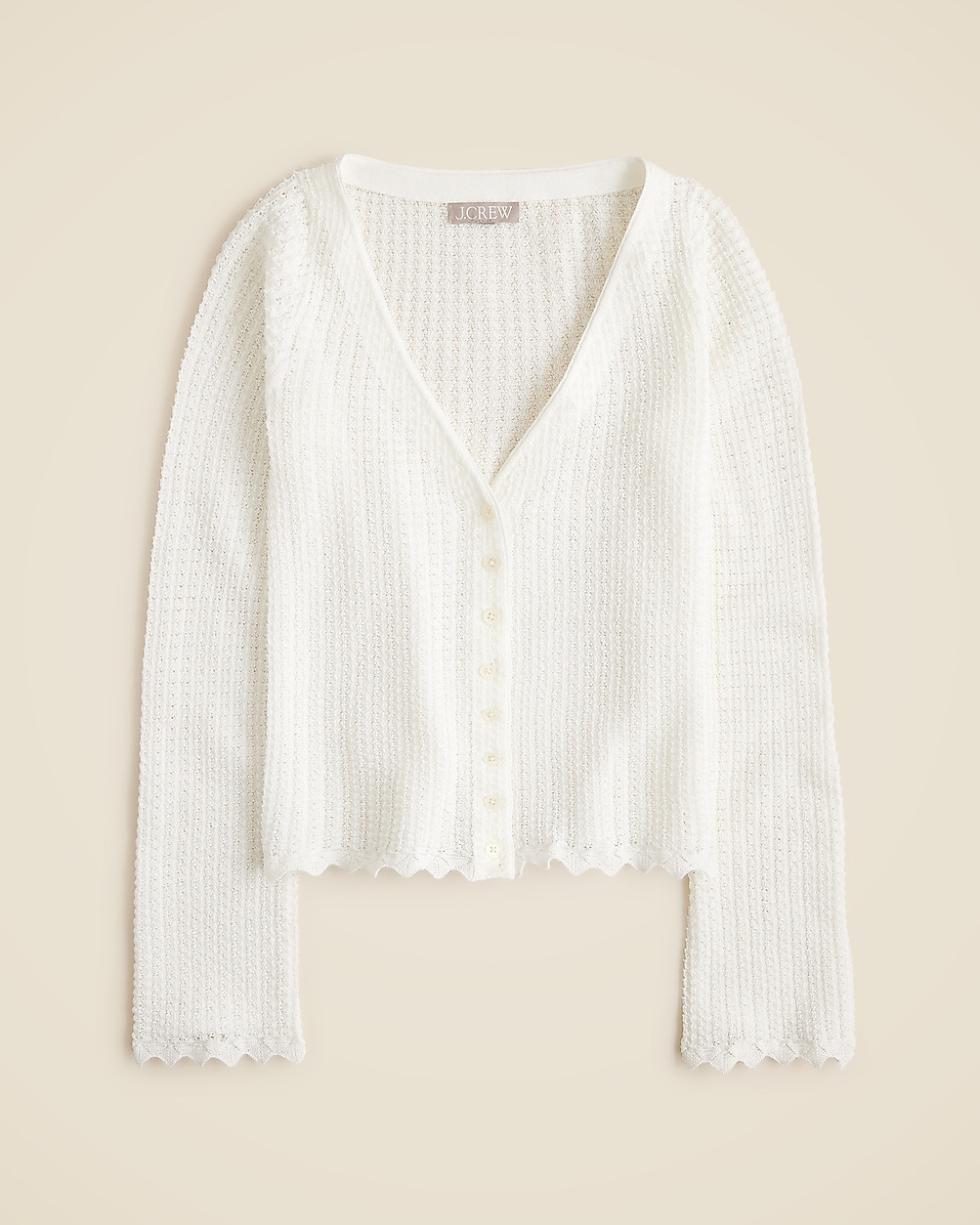Scallop-trim cardigan top | J. Crew US