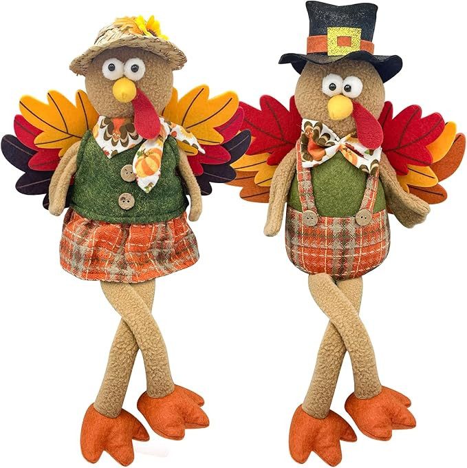 Stuffed Turkey Thanksgiving Table Decor Turkey Couple Doll Thanksgiving Decorations Outdoor Handm... | Amazon (US)