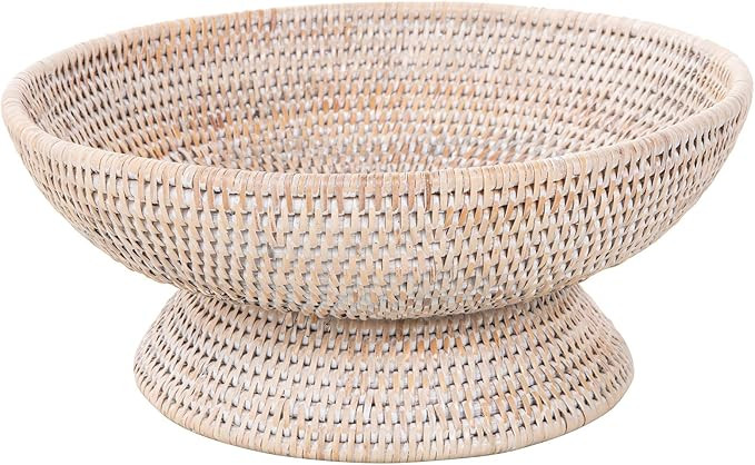 Kouboo La Joll Rattan Fruit Bowl, Large, White-Wash | Amazon (US)