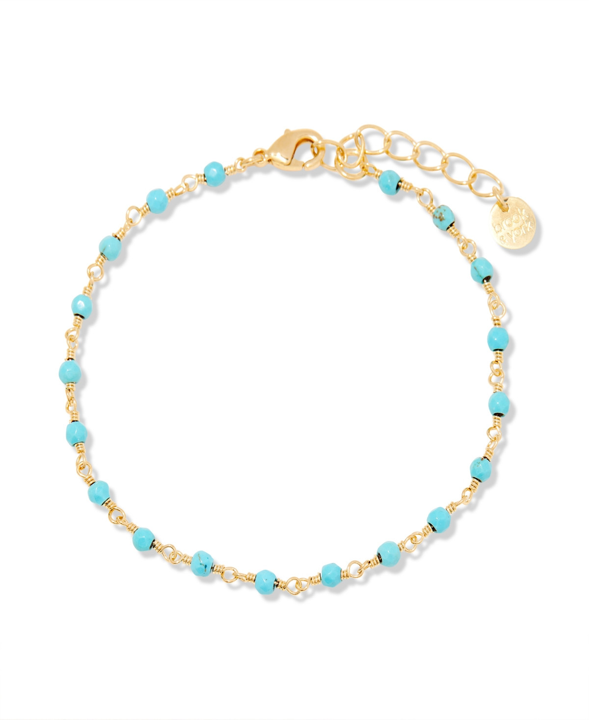 brook & york "14k Gold" Key Turquoise Bead Bracelet - Gold | Macy's
