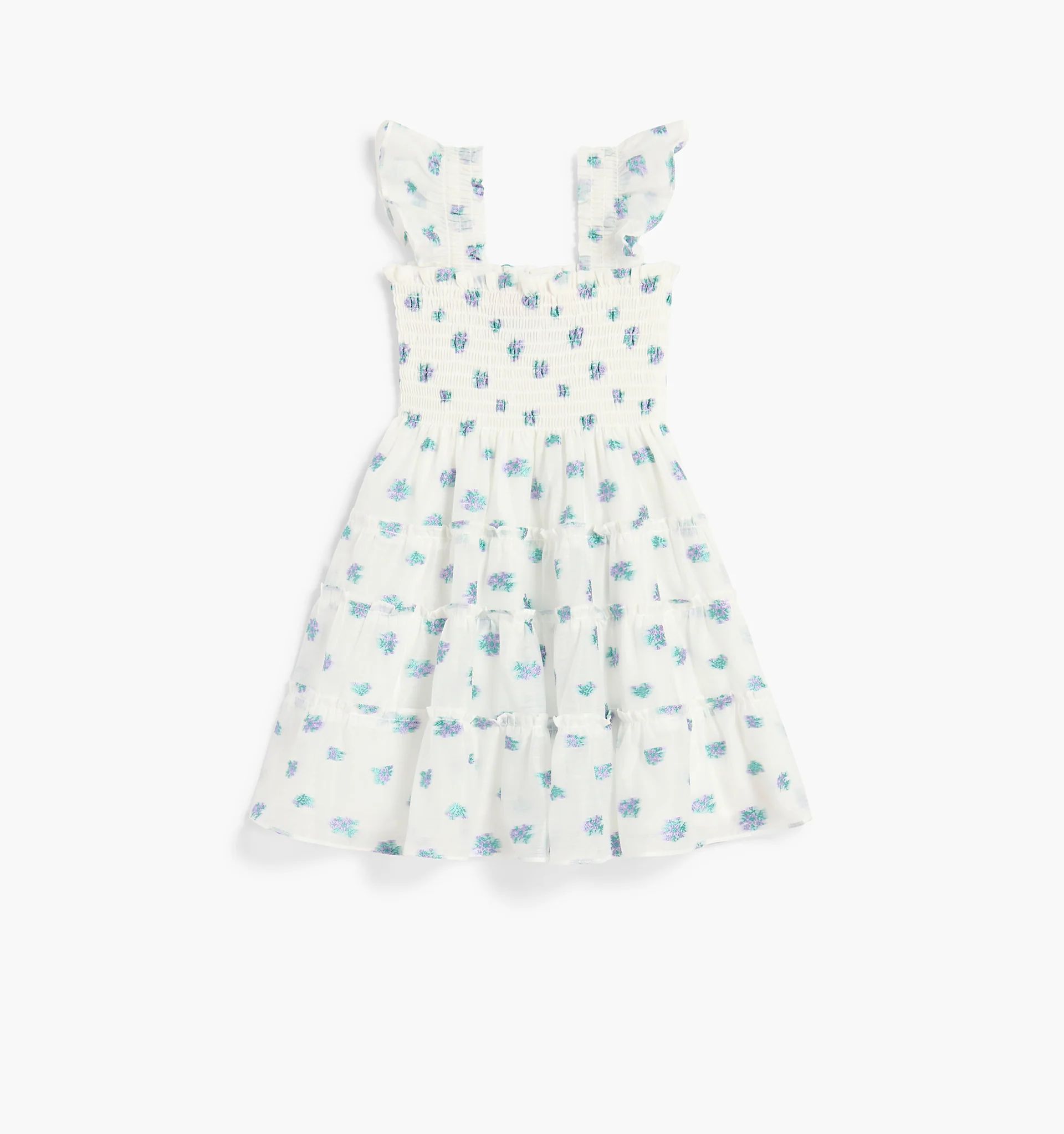 The Organza Baby Ellie Nap Dress - Spearmint/Lilac Floral Jacquard | Hill House Home