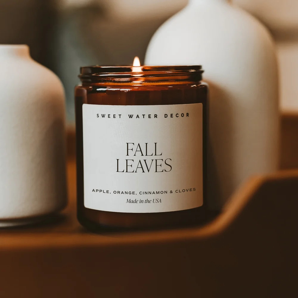 Fall Leaves Soy Non-Toxic Candle | Autumn Scented Candles for Home | Sweet Water Decor, LLC