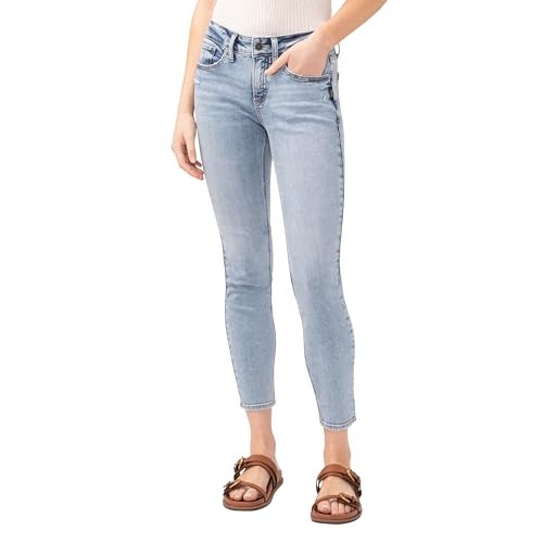 Silver Jeans Co. Women's Suki Mid Rise Curvy Fit Skinny Jeans, Boogie, 30W x 29L | Amazon (US)