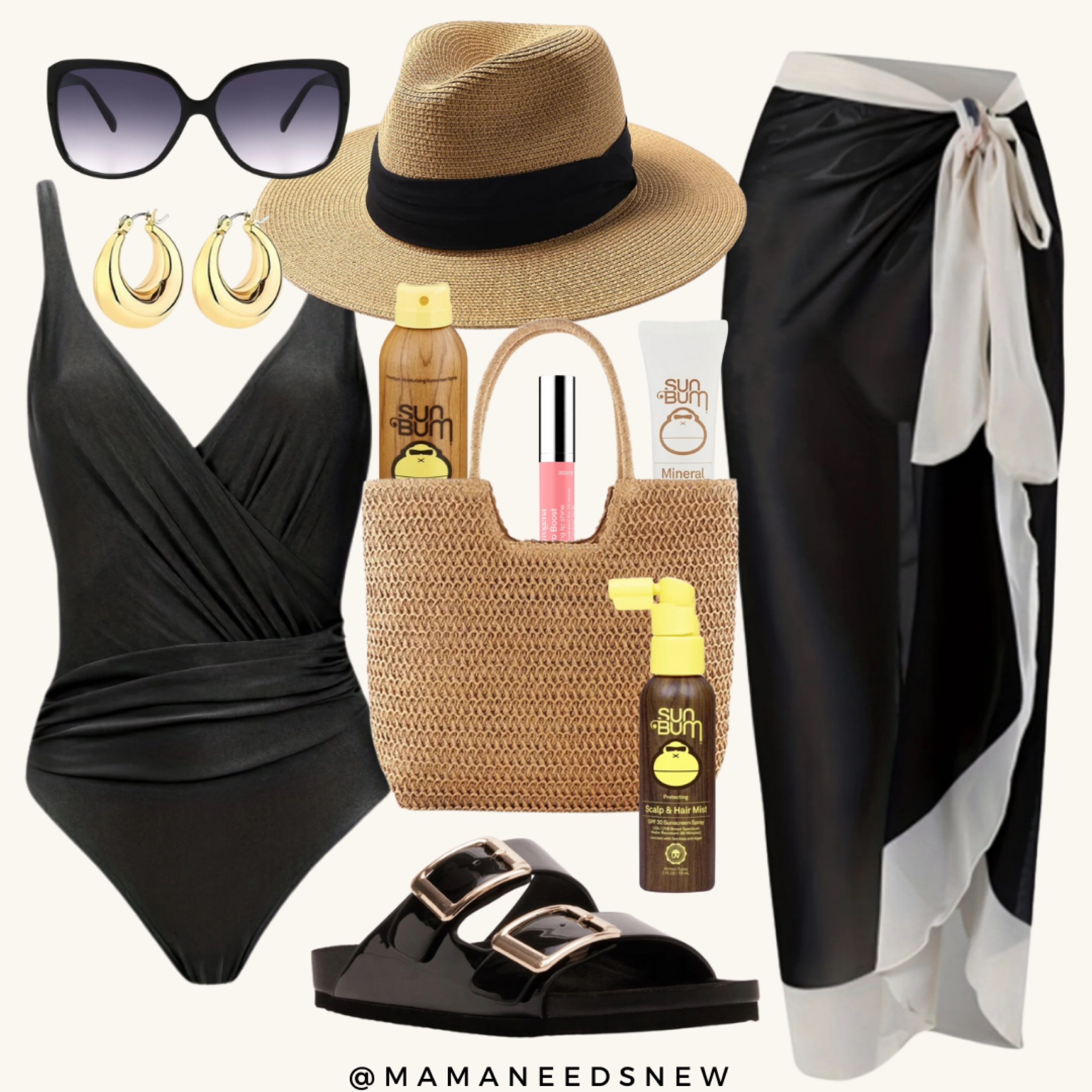 A swim look featuring this nice swimsuit + sarong set perfect for a beach day or vacation 🖤🤍 included some favorite SPF products too

#LTKFindsUnder50 #LTKSummerSales #LTKSaleAlert