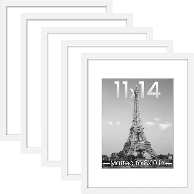 upsimples 11x14 Picture Frame Set of 5, Display Pictures 8x10 with Mat or 11x14 Without Mat, Wall... | Amazon (US)