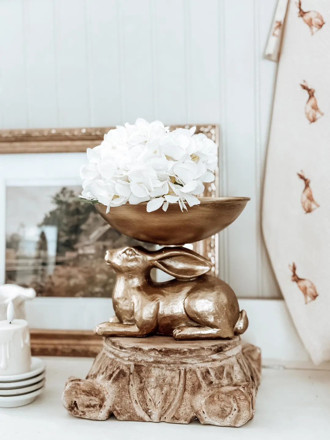 Rabbit Bowl Figurine – Vintage Brass Bunny Decor | Cottagecore Spring Accent | Etsy (US)