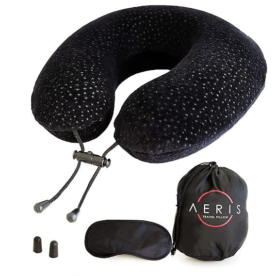 AERIS Airplane Travel Neck Pillow, U Shaped Memory Foam Support Pillows with Ear Plugs, Eye Sleep... | Amazon (US)