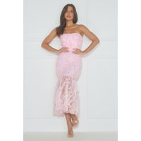 Girly Charms Strapless Midi Dress Pink | Hello Molly (US)