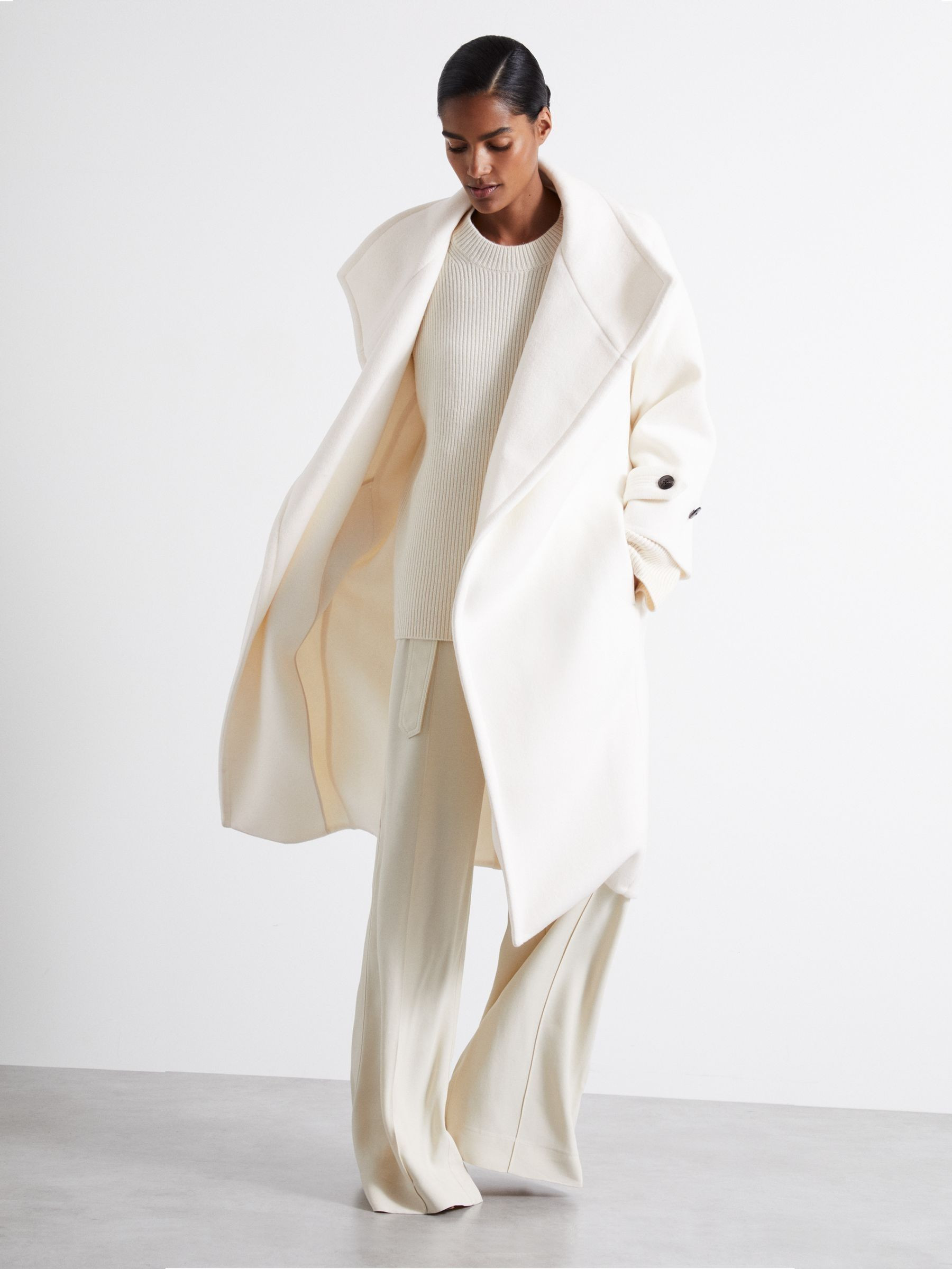Reiss Atelier Blindseam Wool and Cashmere Coat in Cream | REISS | Reiss US