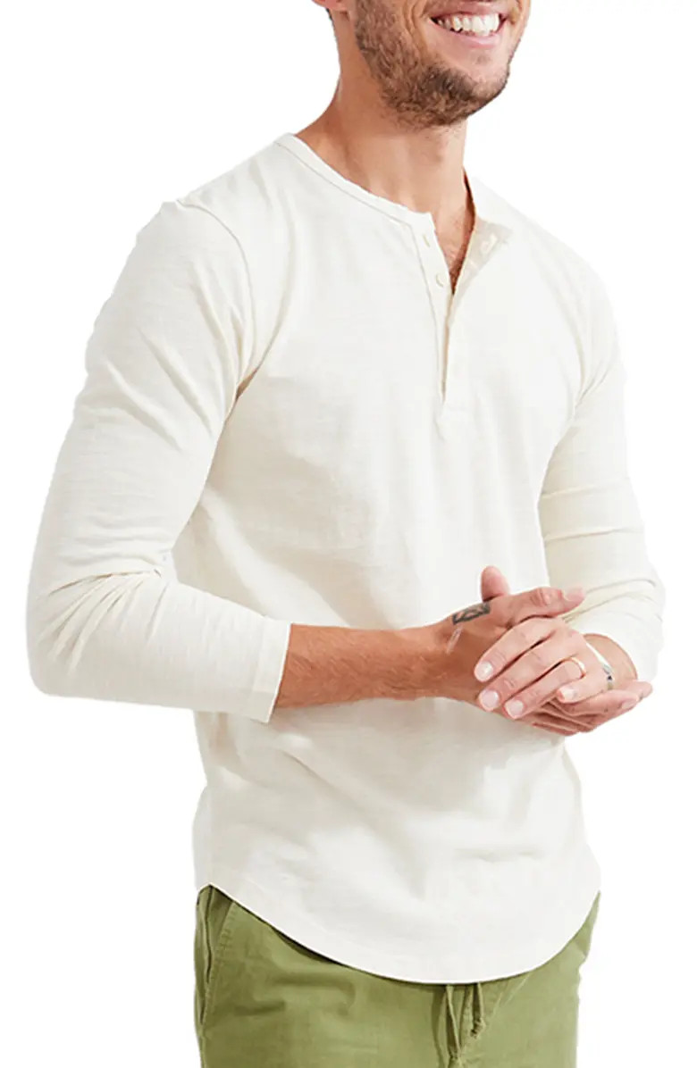 Sun Faded Scallop Cotton Henley | Nordstrom