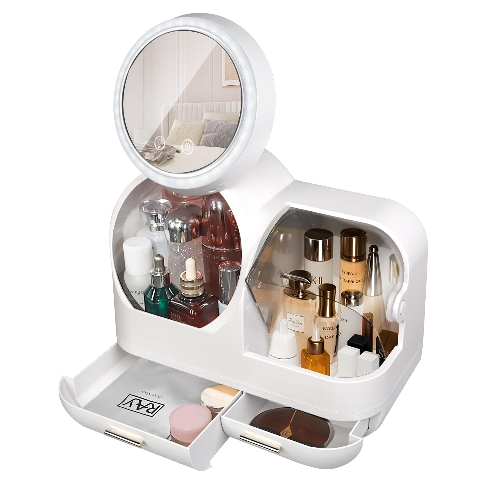 TooCust Large Cosmetic Case with Led Mirror - 15" L×8.5" W×12" H Desktop Makeup Organizer with ... | Amazon (US)