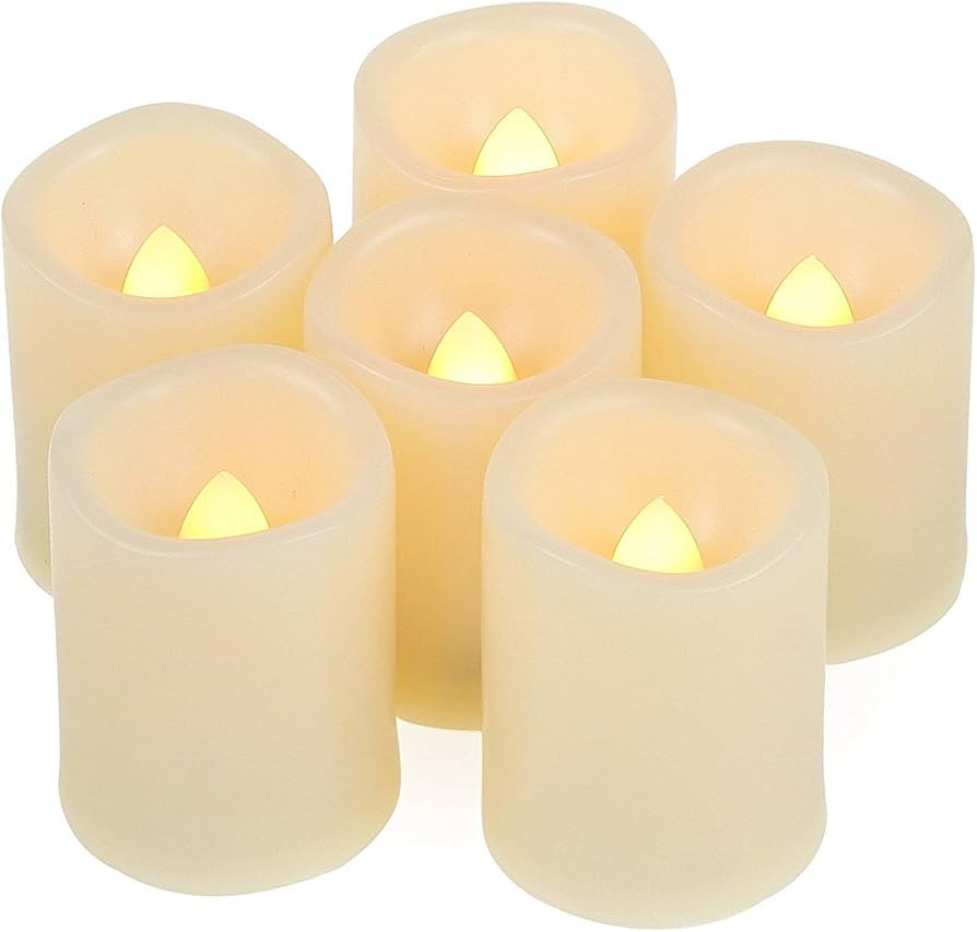 Flameless Flickering LED Votive Tealight Candles Battery Operated with Timer / 6 Hours On and 18 ... | Amazon (US)