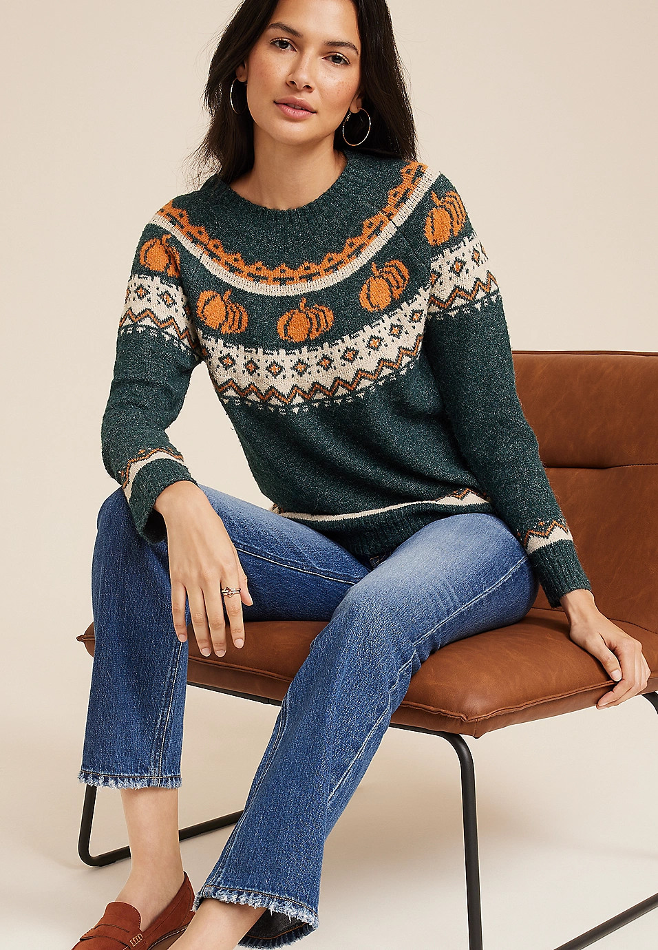 Pumpkin Fair Isle Sweater | Maurices