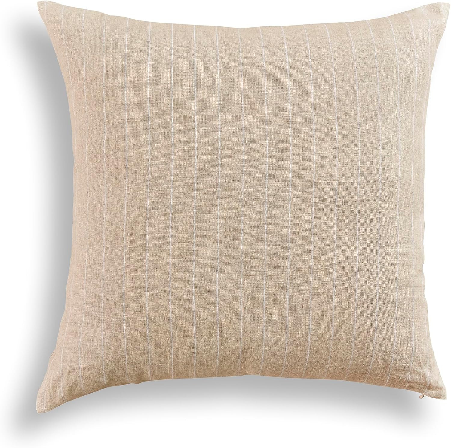 Solino Home Linen Pillow Cover 20 x 20 Inch - 100% European Flax Natural and White Stripe Decorat... | Amazon (US)