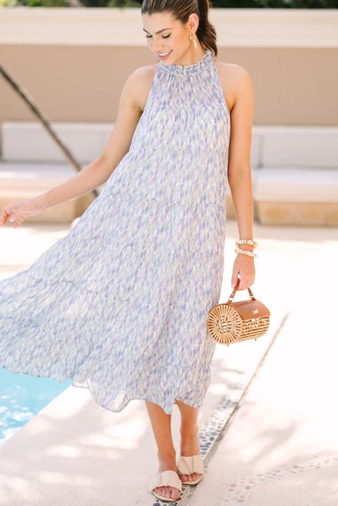 Living In The Moment Blue Abstract Midi Dress | The Mint Julep Boutique
