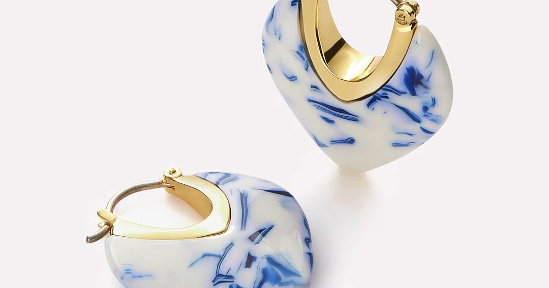 Statement Earrings - Spencer Marble Blue | Ana Luisa