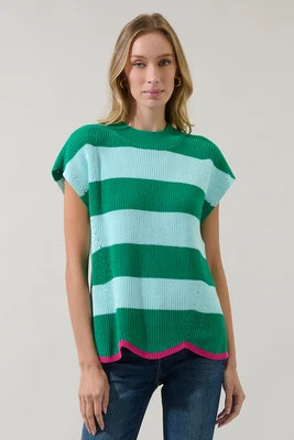 Jaylin Short Sleeve Stripe Sweater | Sugarlips