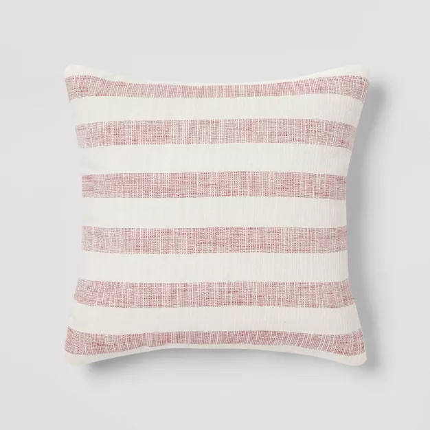 Woven Striped Square Throw Pillow Red/Ivory - Threshold™ | Target