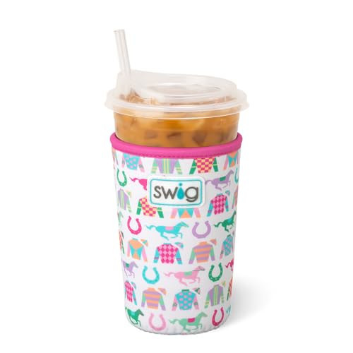 Swig Life Iced Cup Coolie, Standard 22oz Iced Coffee Cup Insulator Sleeve with Handle, Neoprene Insulated Coolie Keeps Drinks Cold, Kentucky Derby, Horse Racing (Go Baby Go) | Amazon (US)