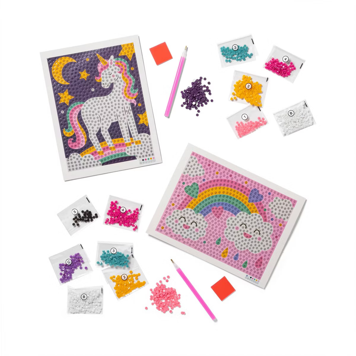 2pk 6''X6'' Gem Art Poster Unicorn/Rainbow - Mondo Llama™: DIY Gemstone Craft Kit for Kids, Age... | Target