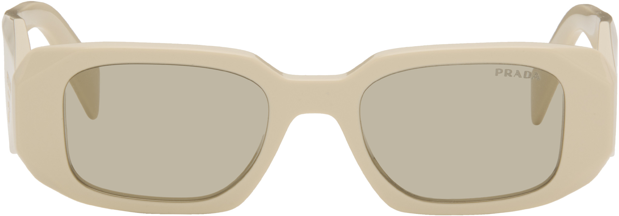Prada Eyewear Off-White Symbole Rectangular Sunglasses | SSENSE