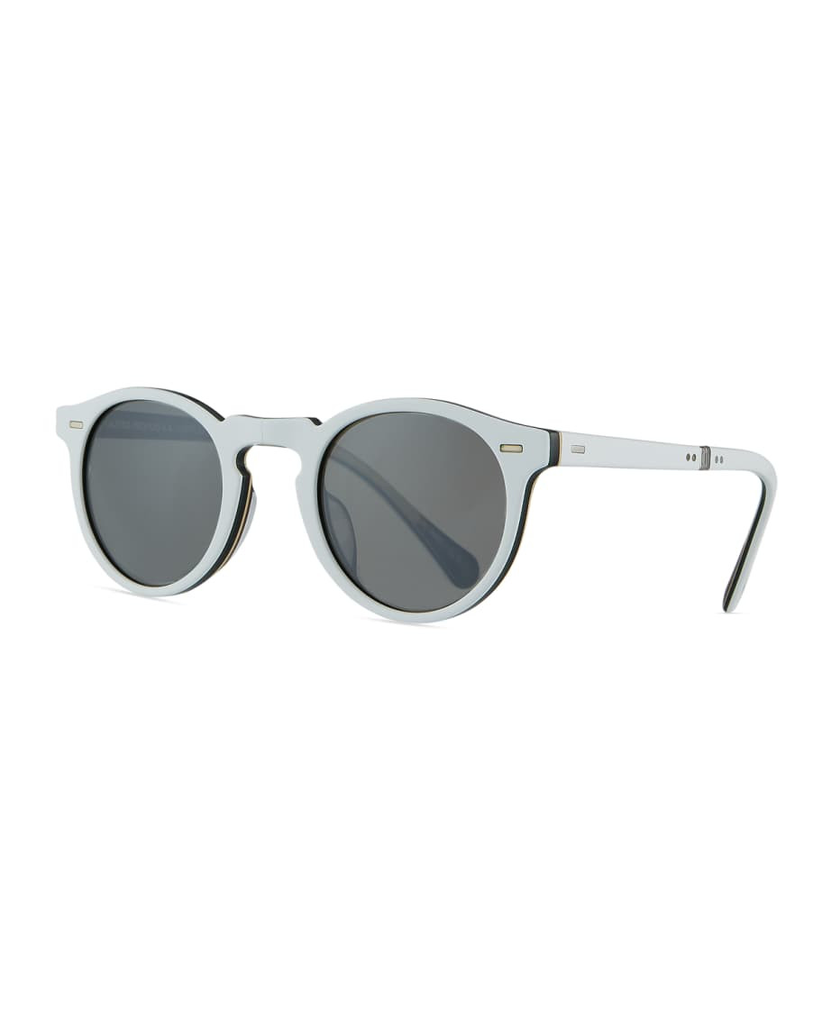 Oliver Peoples Men's Gregory Peck Folding Round Acetate Sunglasses - Mirrored | Neiman Marcus