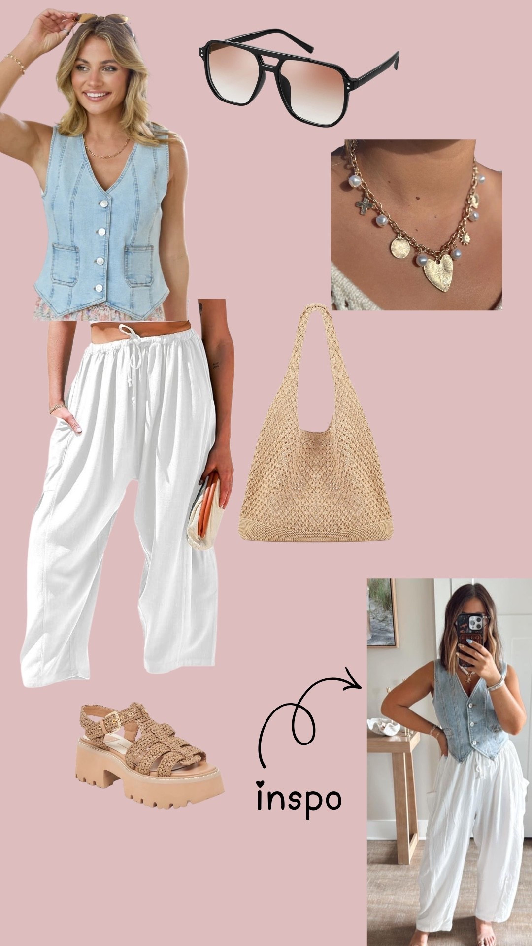 Spring outfit 
Spring outfit 2026
Comfy spring outfit 
Mom spring outfit 
Cute spring outfit 
Spring shoes 
Spring sandals 
Statement necklace
Denim vest outfit 

#LTKmomlife #LTKootd