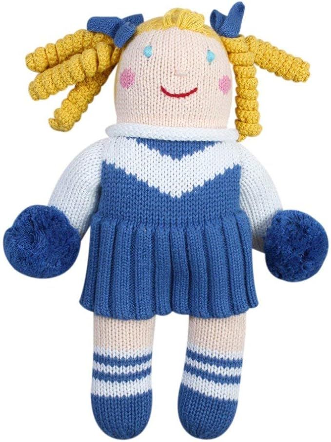 Baby Girls’ Hand-Knit Cheerleader Doll, All-Natural Fibers, Eco-Friendly, Royal Blue & White, 1... | Amazon (US)