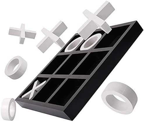 FUIN Wood Tic Tac Toe Decorative Board Game Set for Coffee Table Decor, 14" x 14", Black and Whit... | Amazon (US)