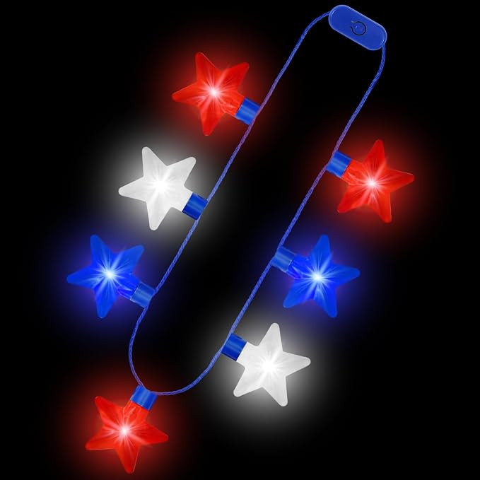 4th of July Necklace Accessories, 1PCS Light up Independence Day Necklaces Party Favor, Red White... | Amazon (US)