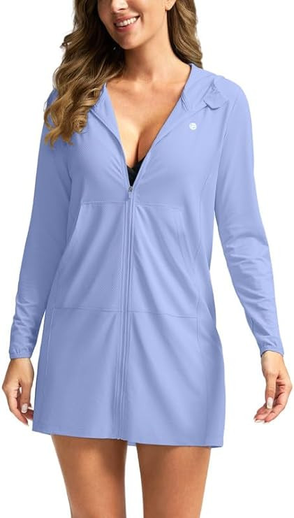 Women's UPF 50+ Swim Cover Up Sun Protection Hoodie Long Jacket SPF Lightweight Beach Cover Ups f... | Amazon (US)