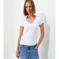 Women's White Cotton Rich V-Neck T-Shirt New Look | New Look (UK)