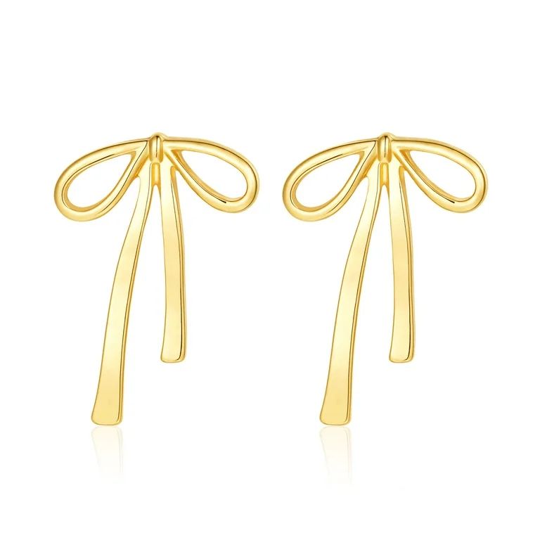 Apsvo Gold Bow Drop Dangle Earrings for Women Girls, Tassel Dangly Chain Earrings Bow Ribbon Chri... | Walmart (US)