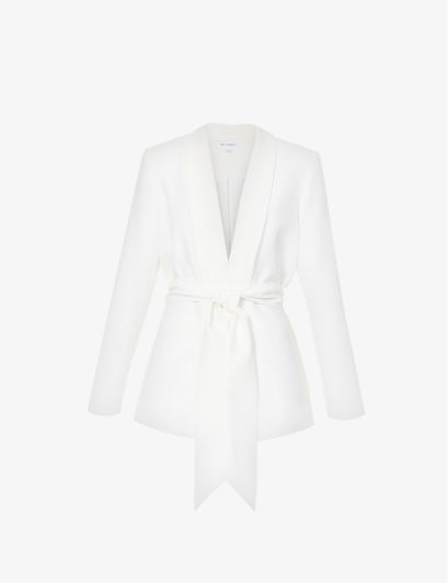 Womens White Shawl-lapel Tie-waist Woven Blazer 12 | Selfridges
