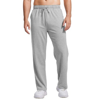Pinspark Men's Open Bottom Sweatpants Cotton Lounge Joggers Baggy Athletic Pants with Pockets Heather Grey XL | Target