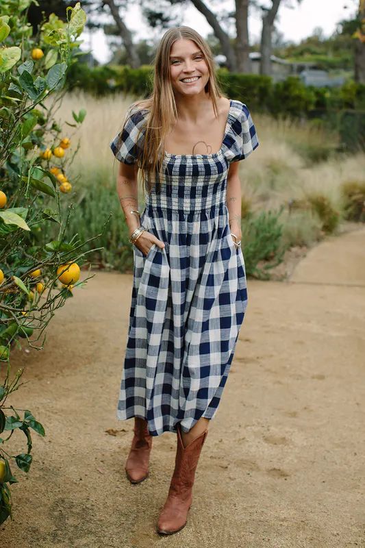 Rachel Pally Cotton Picnic Plaid Barrett Dress - Blue - XL | Verishop