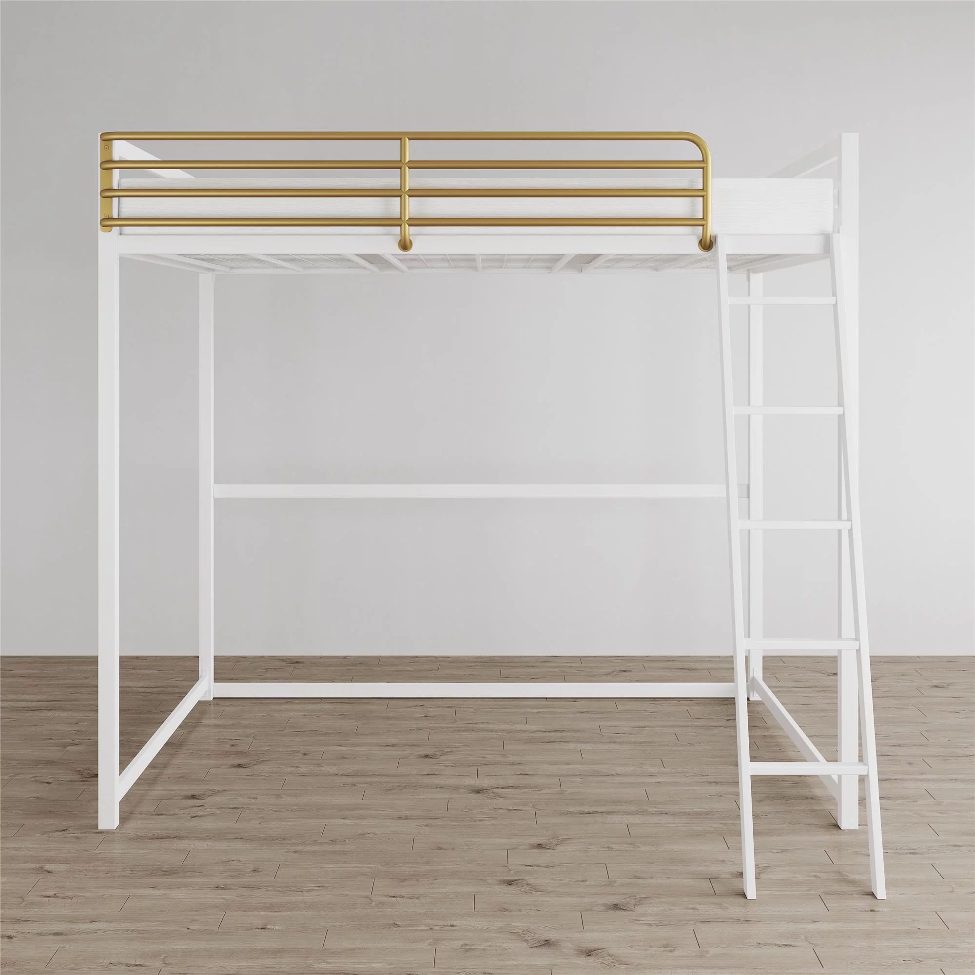 Little Seeds Haven Full Loft Bed, White/Gold - Walmart.com | Walmart (US)