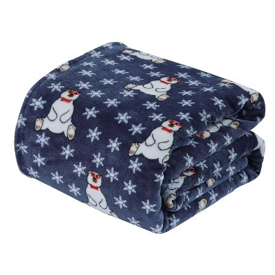 Plazatex Polar Bear Plush Decorative All Season Plum Throw Blanket 50" x 60" Navy | Target