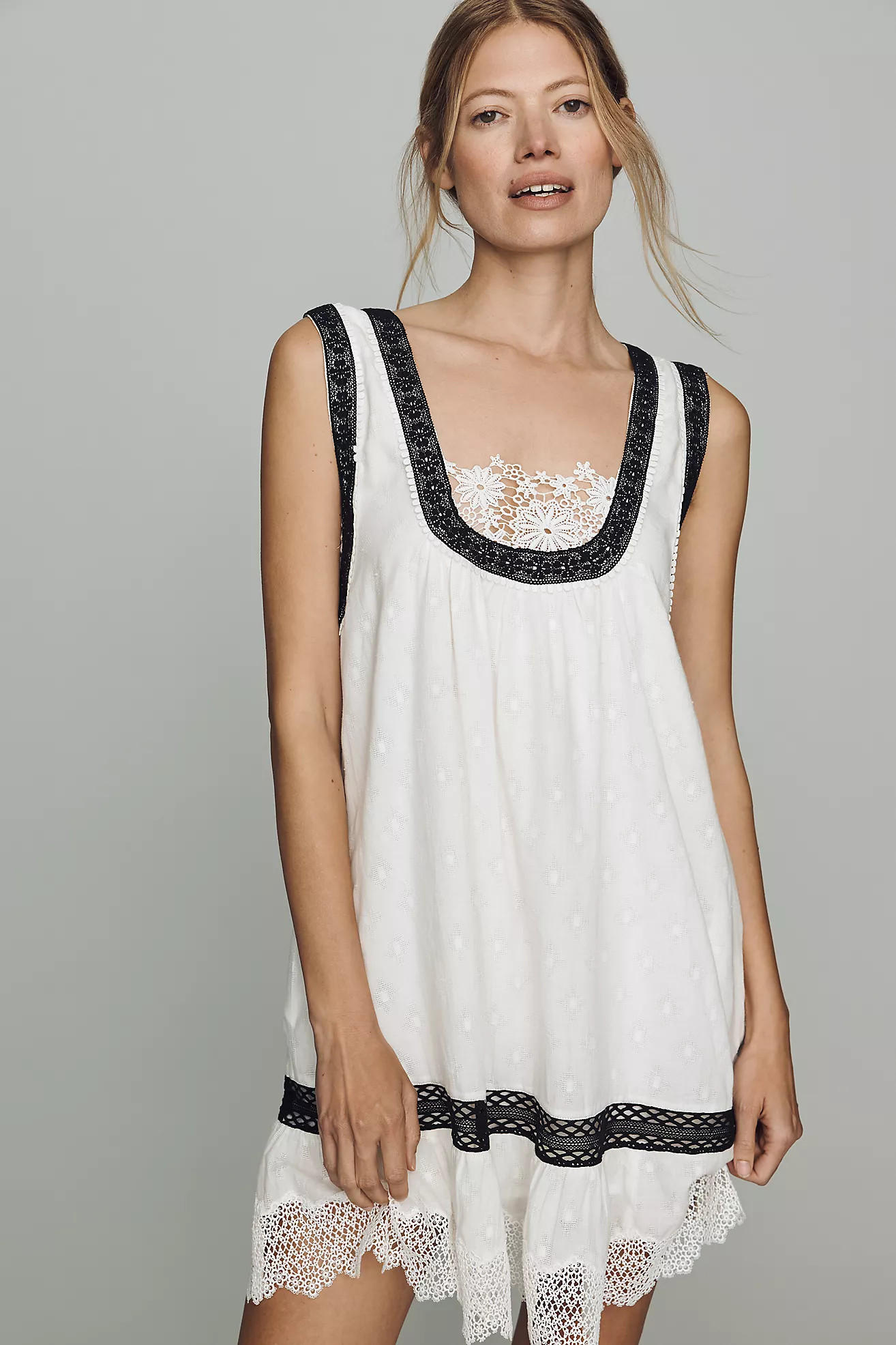By Anthropologie Cotton Lace Swing Mini Dress | Anthropologie (US)