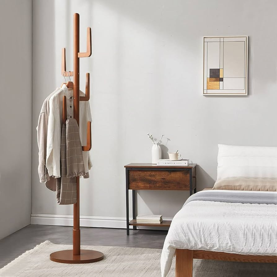 TinyTimes Wooden Coat Rack Free Standing, Cactus Shape, Sturdy Rustic Hall Tree Coat Tree Coat Ha... | Amazon (US)