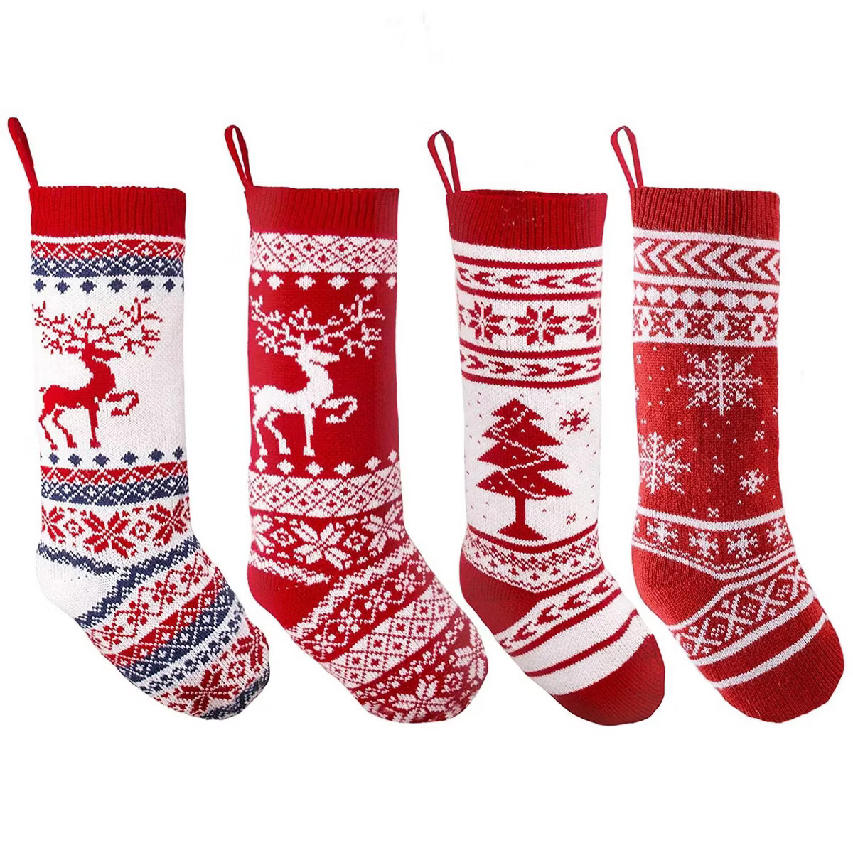 MOVSSOU 18" Knit Christmas Stockings Hanging Rustic Stocking 4 Pcs | Target