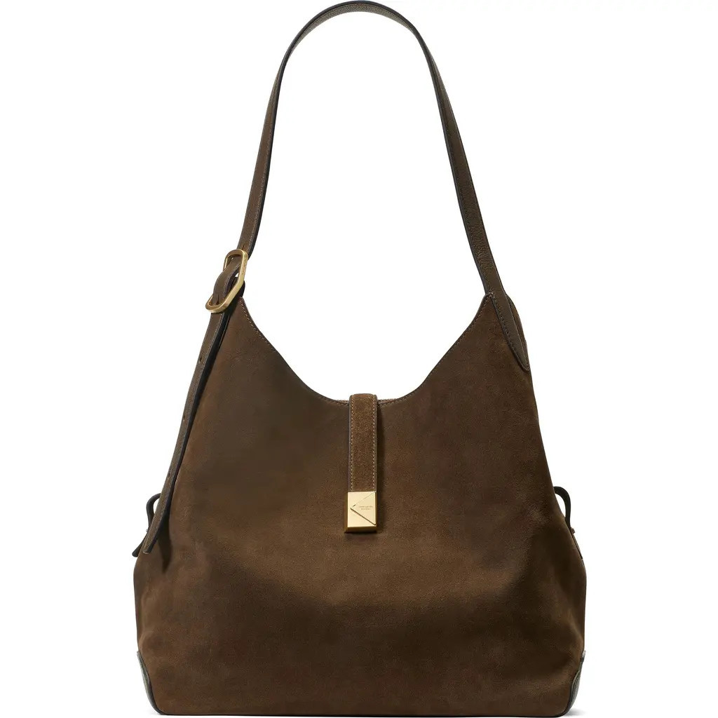 Kate Spade New York deco pebble leather and suede shoulder bag in Burnt Sage Multi at Nordstrom | Nordstrom