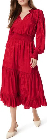 Maya Floral Jacquard Long Sleeve Tiered Maxi Dress | Nordstrom